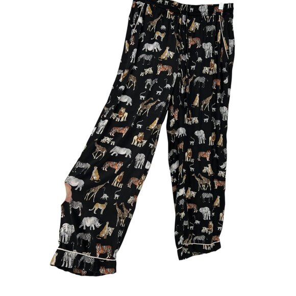 Banana Republic Animal Safari Print Pajama Set Black Multicolor Size Medium - Picture 9 of 14